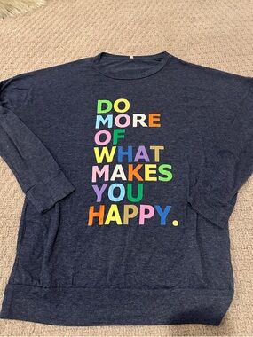 Spiritual Gangster Navy Long Sleeve Graphic Tee with Multicolor Text